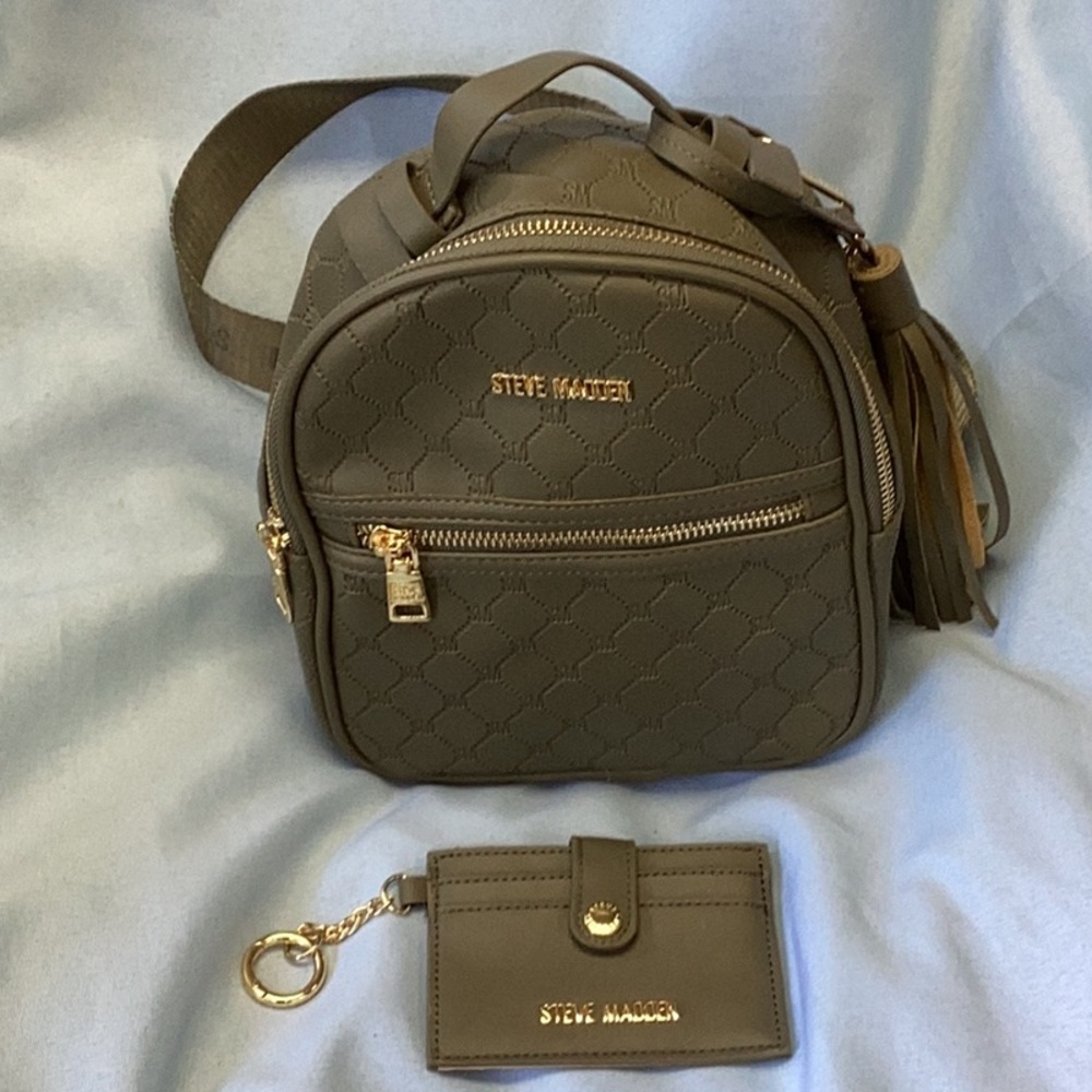 Steve Madden Green Backpack and Card Holder